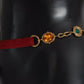 Red Suede Crystal Baroque Waist Belt