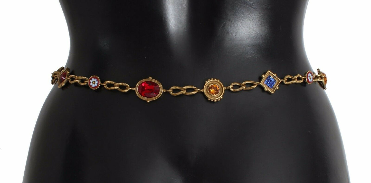 Red Suede Crystal Baroque Waist Belt