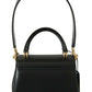 Elegant Black Leather Shoulder Bag with Gold Accents