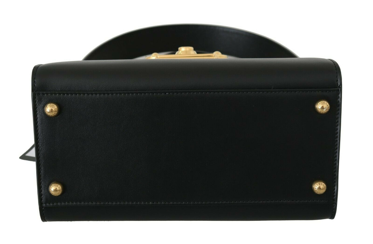 Elegant Black Leather Shoulder Bag with Gold Accents