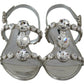 Crystal Embellished Silver Leather Sandals