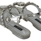 Crystal Embellished Silver Leather Sandals