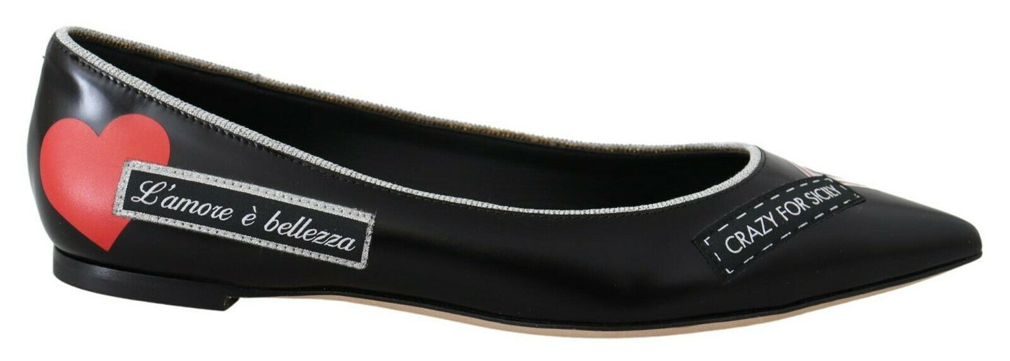 Chic Black Pointed Ballerina Flats with Lurex Detail