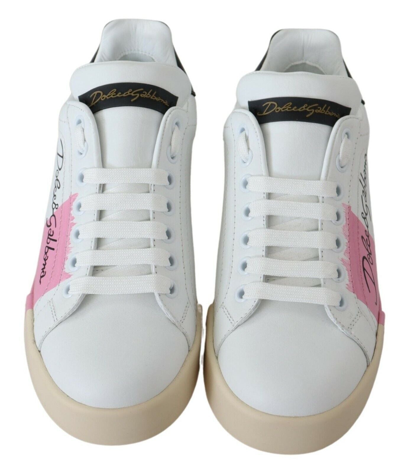 Chic White Leather Stripe Sneakers