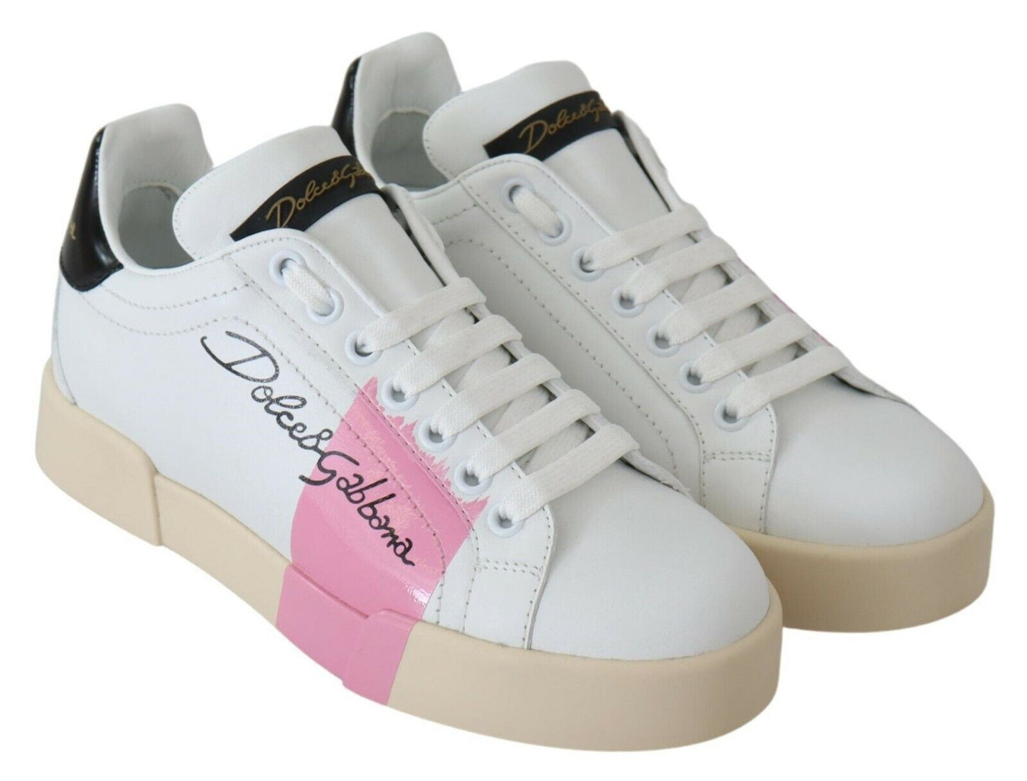 Chic White Leather Stripe Sneakers