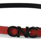 Red Black Leather Black Logo Buckle Blood Belt