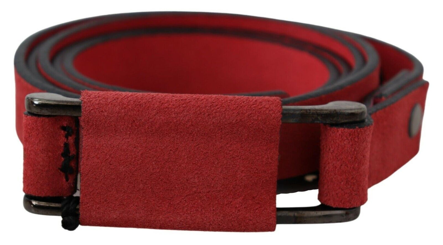 Elegant Red Leather Fashion Belt