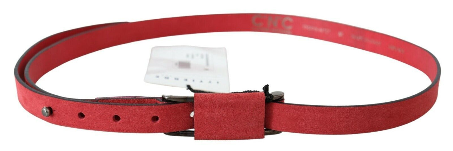 Elegant Red Leather Fashion Belt