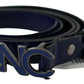 Blue Leather Logo Skinny Fashion  Belt