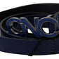 Blue Leather Logo Skinny Fashion  Belt