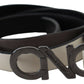 White Black Leather Letter Logo Buckle Belt