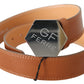 Elegant Brown Leather Adjustable Belt