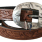 Classic Brown Leather Western Belt