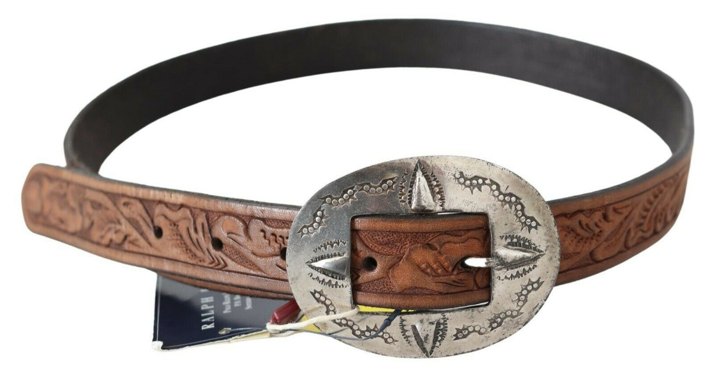 Classic Brown Leather Western Belt