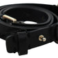 Elegant Black Leather Fashion Belt with Gold-Tone Buckle