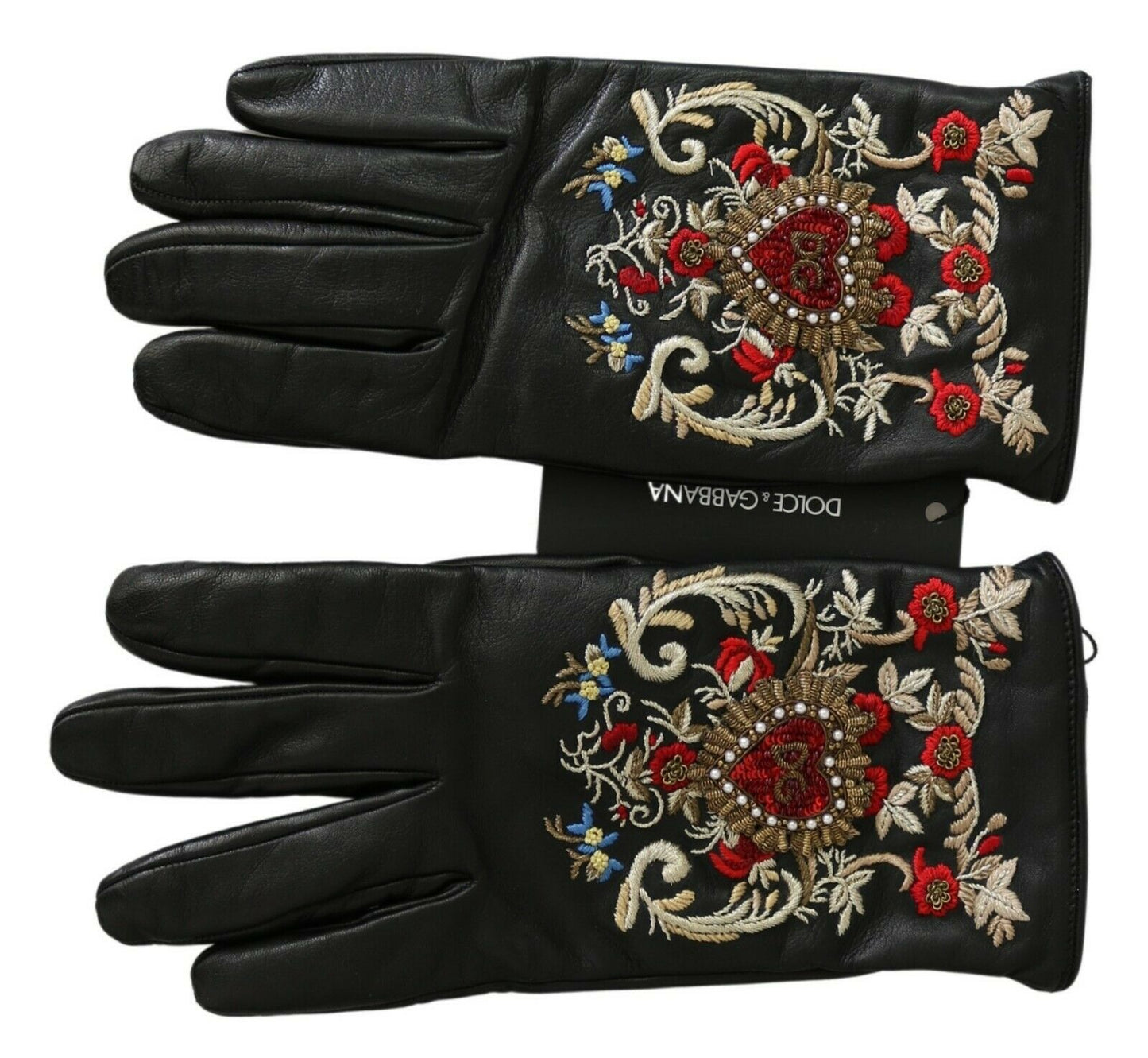 Elegant Embroidered Leather Gloves