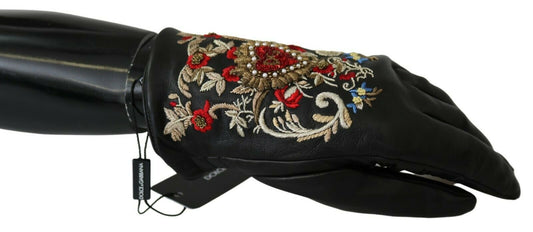 Elegant Embroidered Leather Gloves