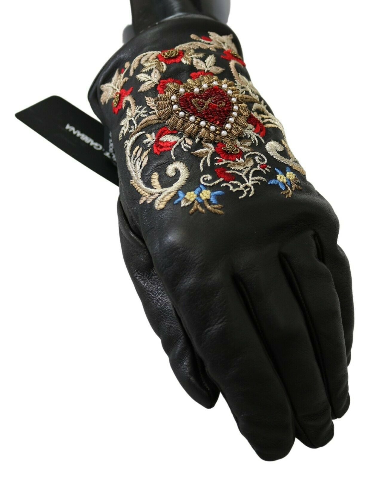 Elegant Embroidered Leather Gloves