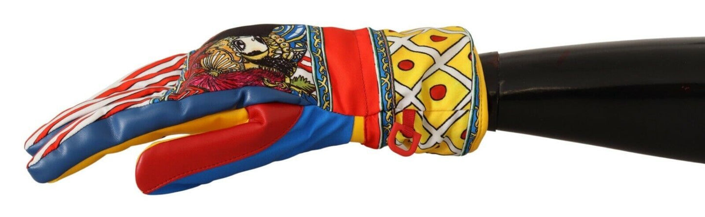 Multicolor Sicily Print Casual Wrist Gloves