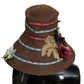 Brown Knitted Straw Floral Hat