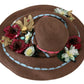 Brown Knitted Straw Floral Hat
