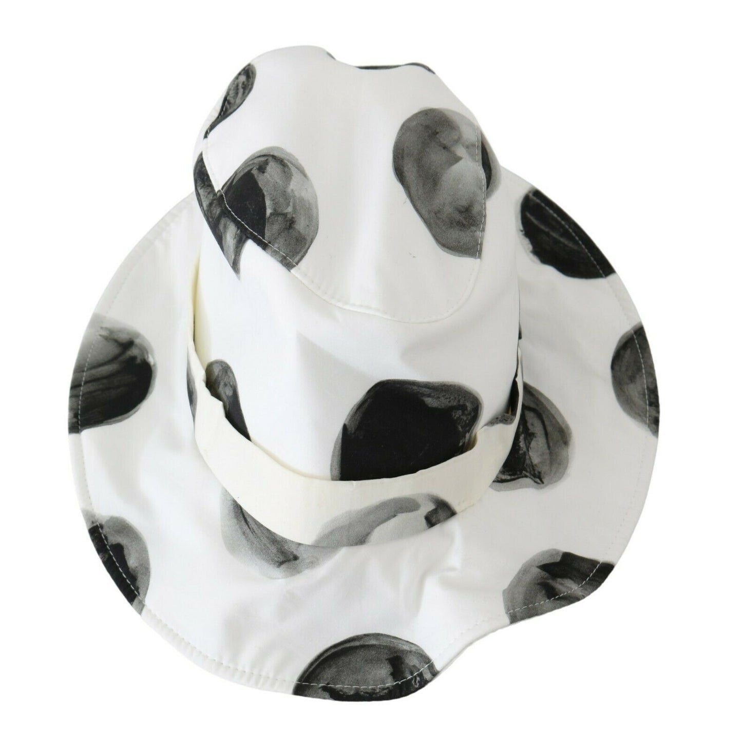 White Cotton Big Polka Dot Pattern Bucket Hat