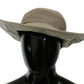 Beige 100% Lamb Leather Wide Brim Panama Hat