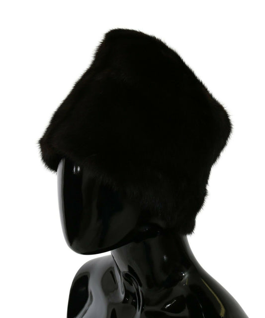 Black Silk Mink Fur Women Beanie Hat