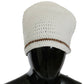 Chic White Beanie with Metal Chain Detail