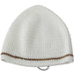 Chic White Beanie with Metal Chain Detail