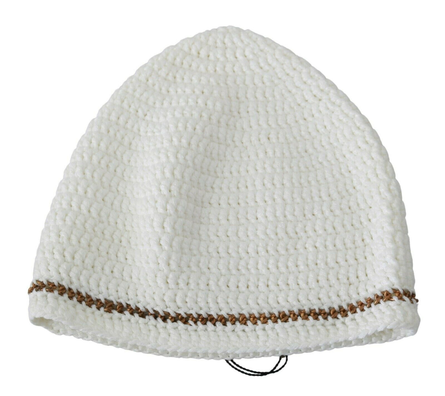 Chic White Beanie with Metal Chain Detail