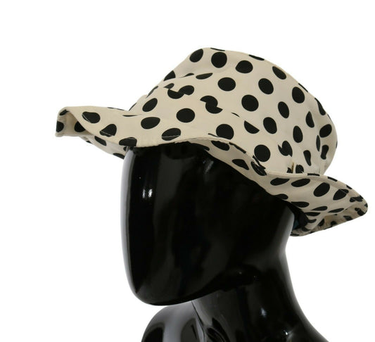 White 100% Cotton Polka Dot Design Trilby Hat