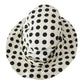 White 100% Cotton Polka Dot Design Trilby Hat
