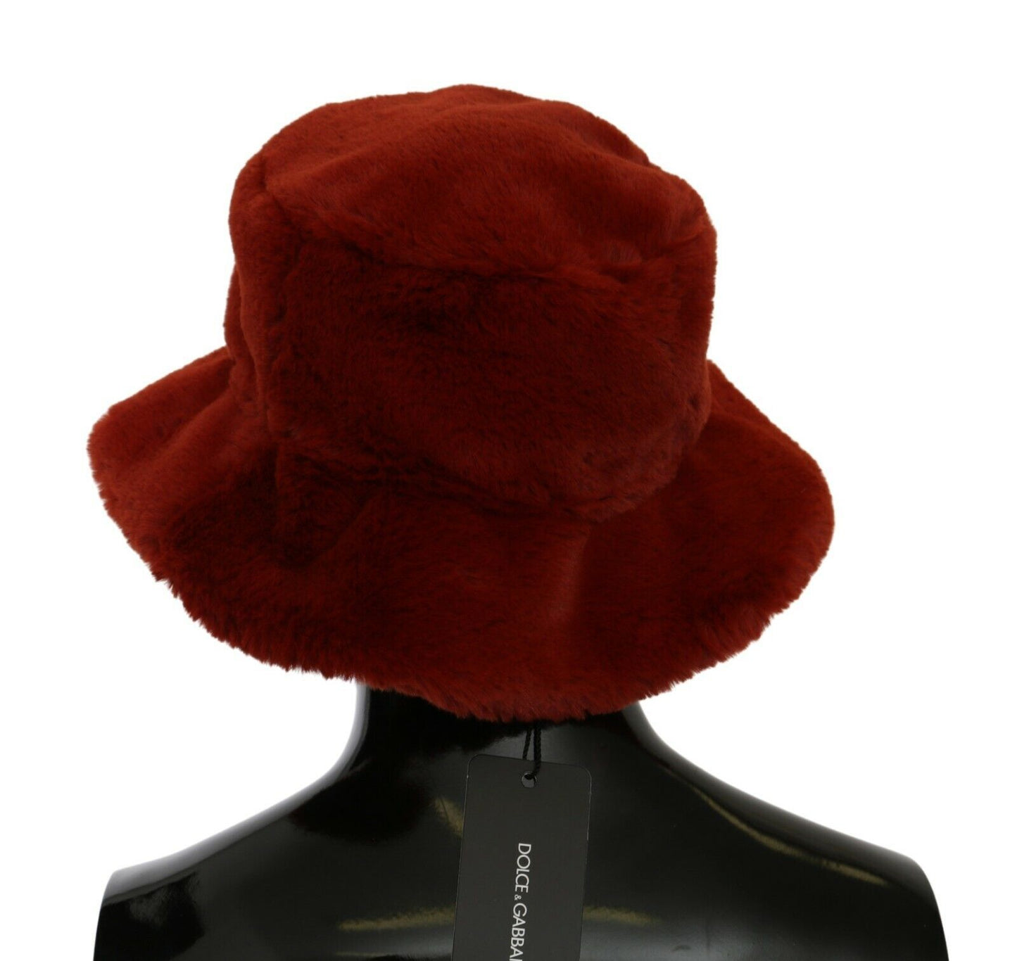 Red Bordeaux Fur Wide Brim Bucket  Hat