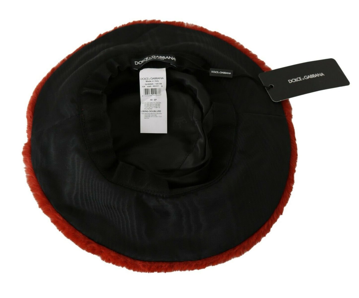 Red Bordeaux Fur Wide Brim Bucket  Hat