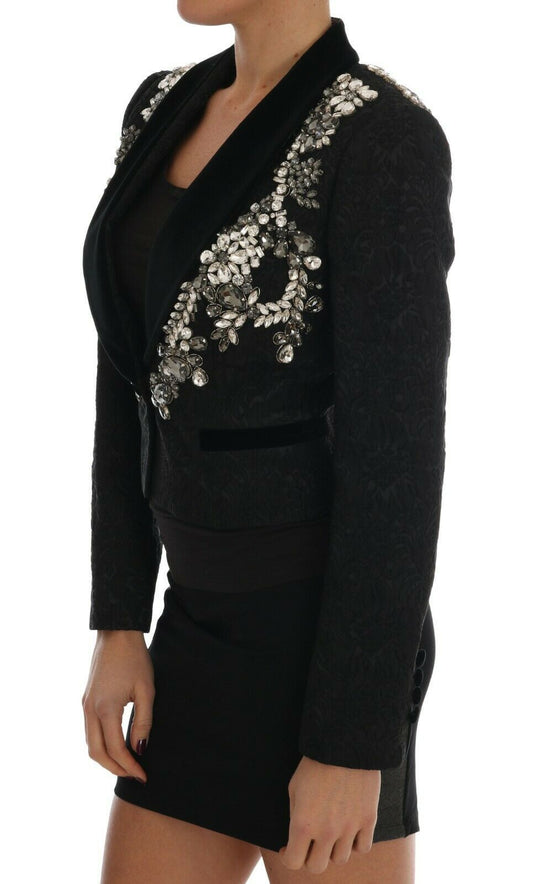 Crystal Embellished Brocade Blazer Jacket