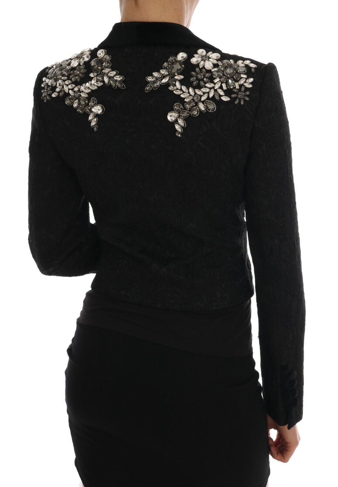 Crystal Embellished Brocade Blazer Jacket