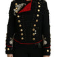 Black Wool Crystal Baroque Coat Jacket