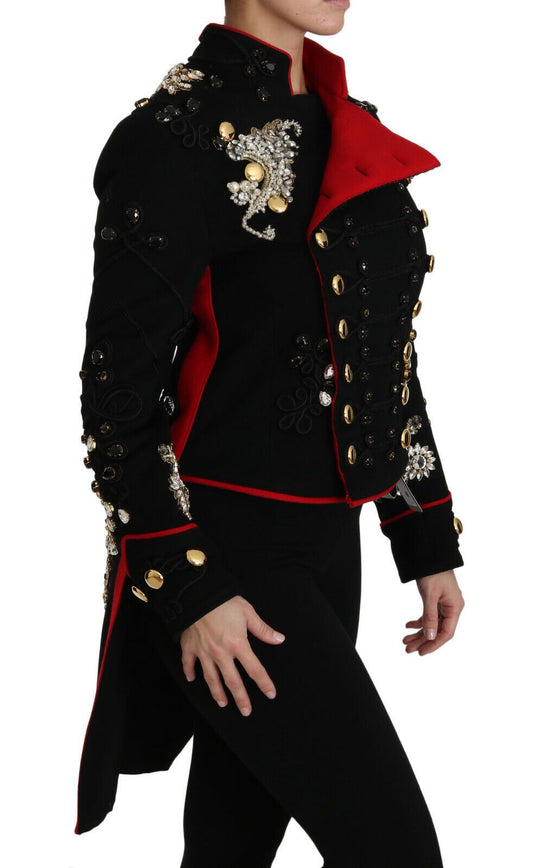 Black Wool Crystal Baroque Coat Jacket