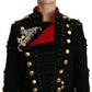 Black Wool Crystal Baroque Coat Jacket
