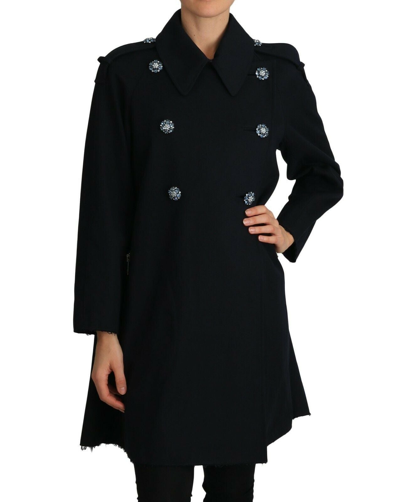 Black Trench Crystal Embellished Jacket