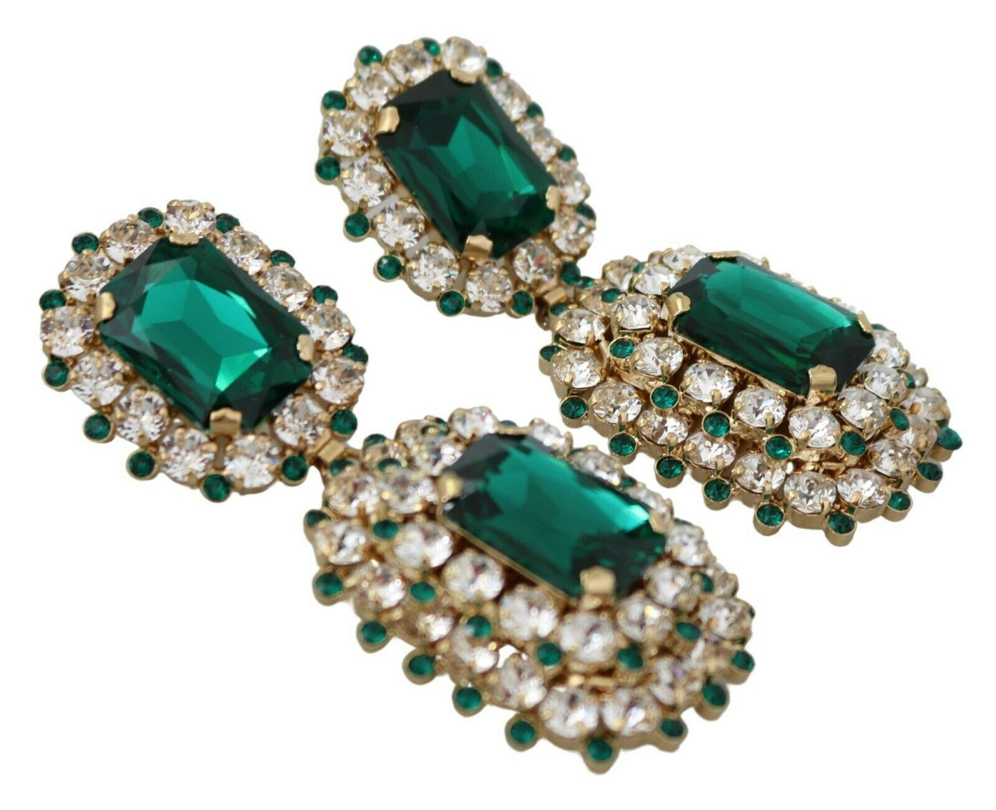 Emerald Crystal Pave Dangling Earrings