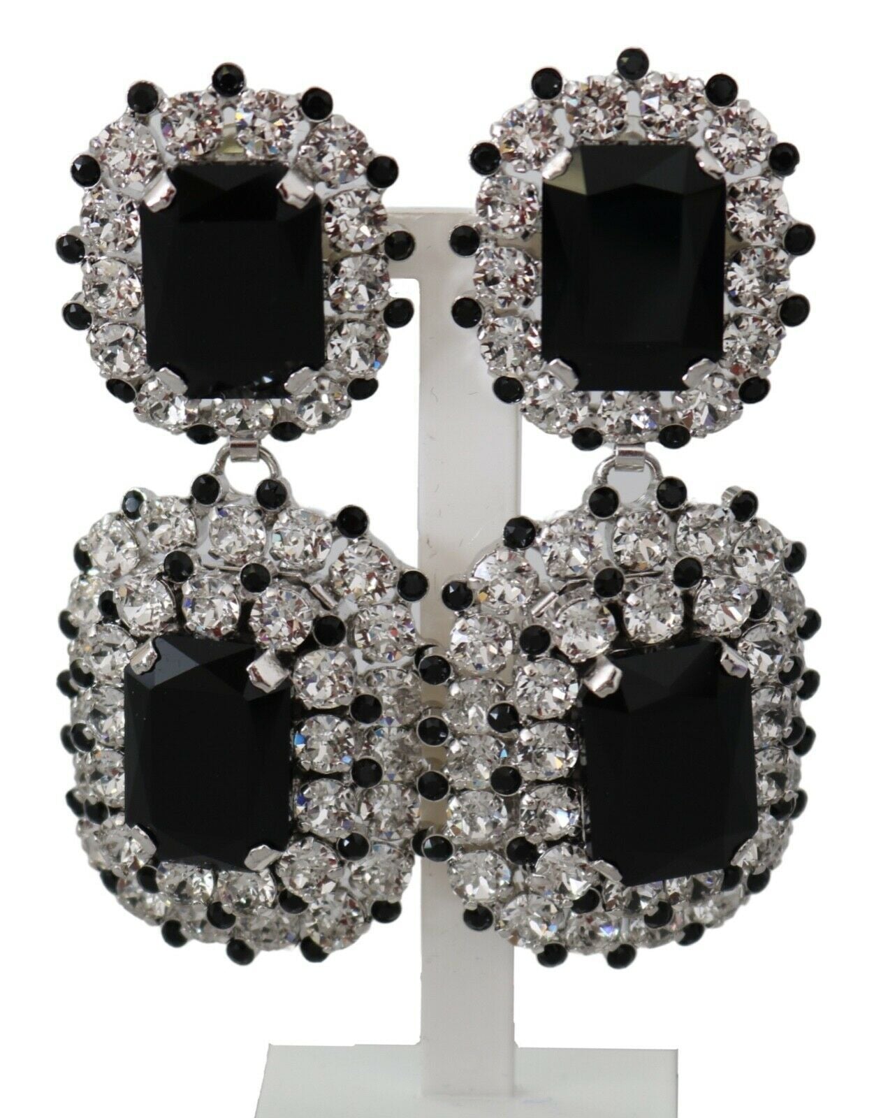 Elegant Black Crystal Drop Earrings