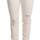 Optical White Slim-Fit Distressed Jeans