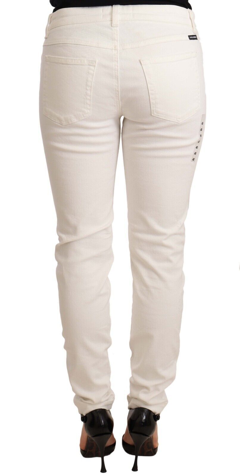 Optical White Slim-Fit Distressed Jeans