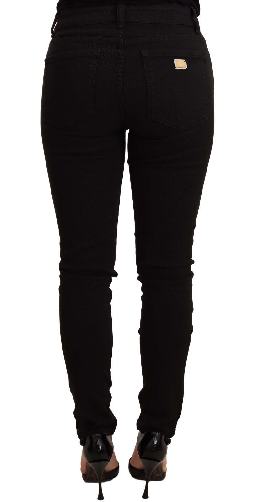 Sleek Mid-Waist Black Skinny Jeans