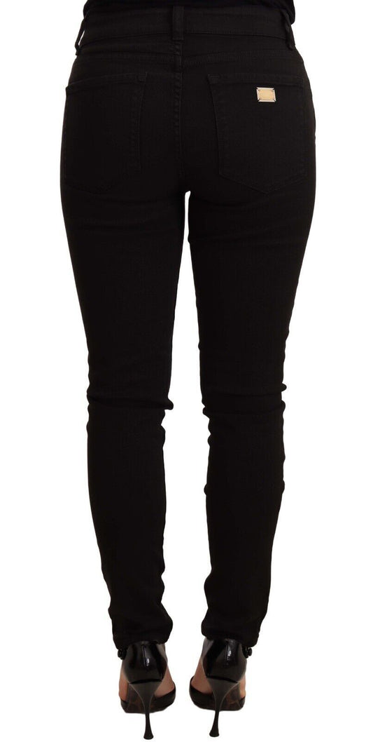 Sleek Mid-Waist Black Skinny Jeans