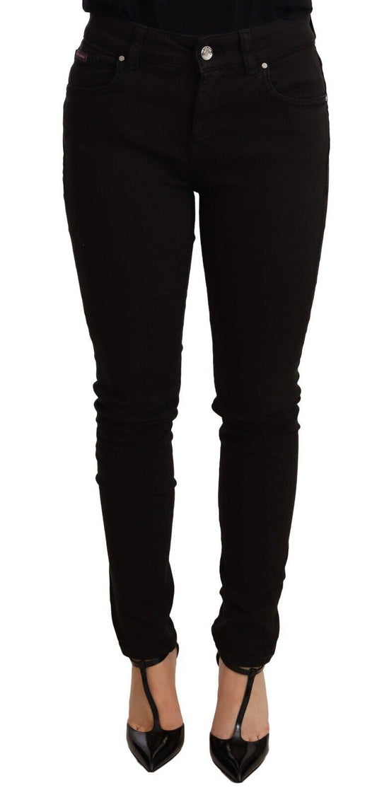 Sleek Mid-Waist Black Skinny Jeans