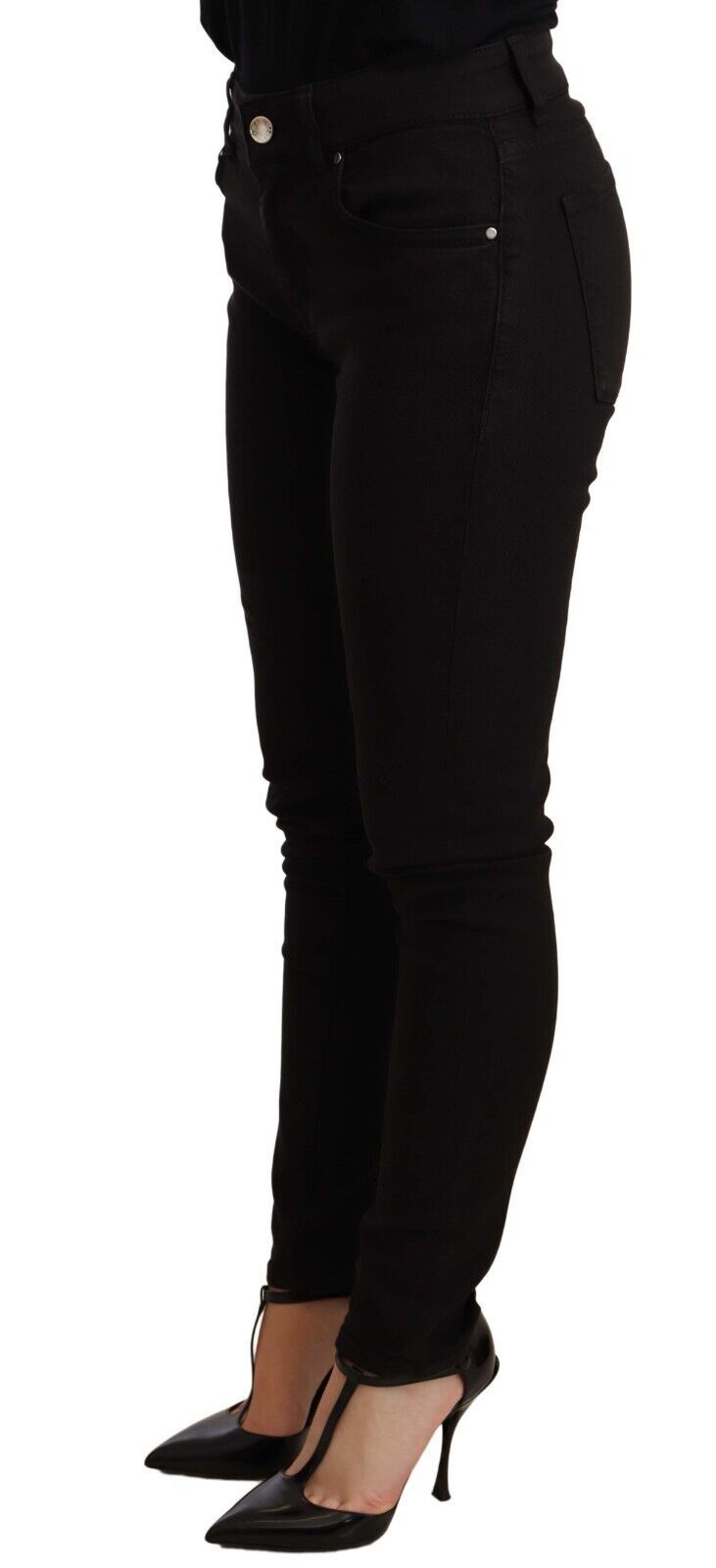 Sleek Mid-Waist Black Skinny Jeans