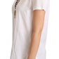 Elegant Short-Sleeved Tee with Gold Cross Pendant